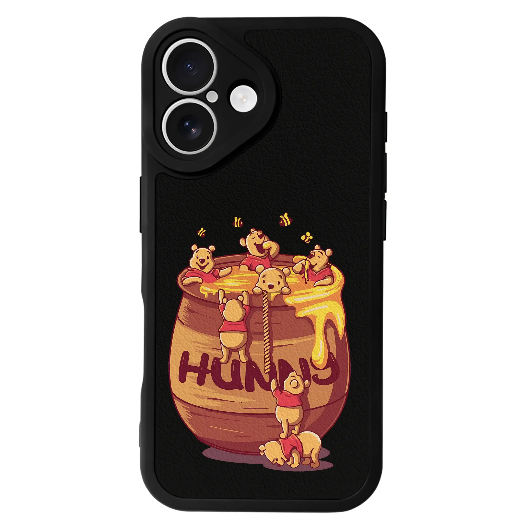 プーさん グッズ くまのプーさん - IPhone 16シリーズ対応 ・ シリコンスマホケース ・ レザー調 ・ 高精度フィット ・ 耐衝撃 ・ ワイヤレス充電対応 ・ 精密カット